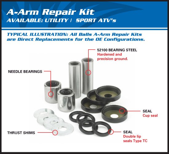 50-1028 All Balls lower a-arm brg - seal kit