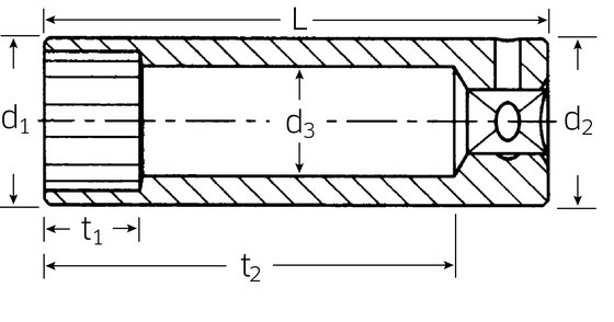 STAHLWILLE long 1/4" socket 12mm