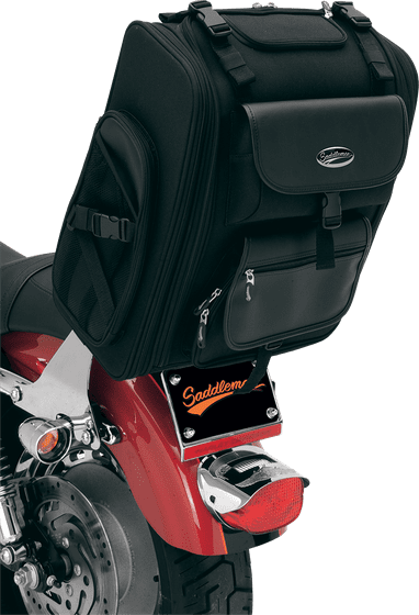 SADDLEMEN expandable sissy bar bag in black textile