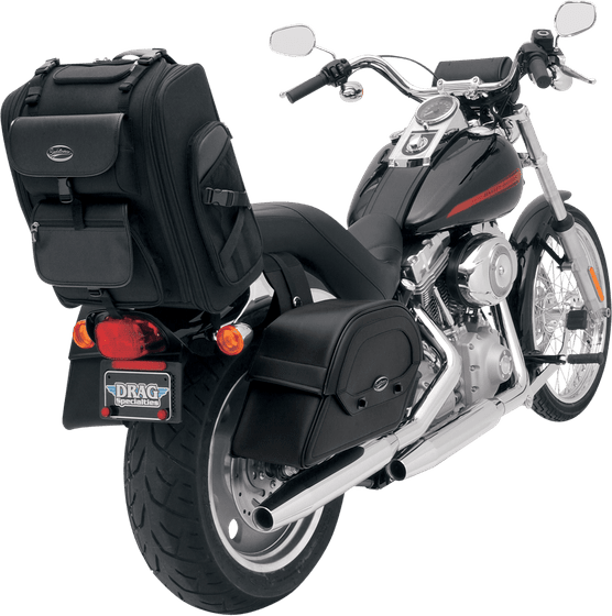 SADDLEMEN expandable sissy bar bag in black textile