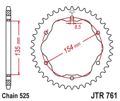 JTR761 JT Sprockets steel rear sprocket