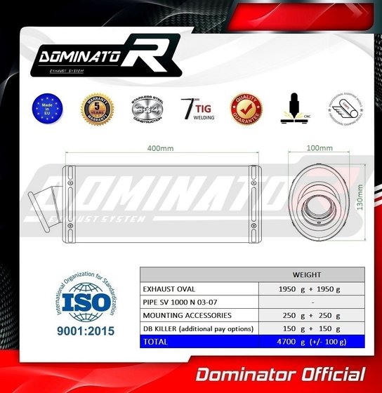 SU015DA-S Dominator exhaust silencer oval