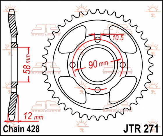 27350JT JT Sprockets rear sprocket 50 tooth pitch 428 jtr27150