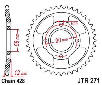 27350JT JT Sprockets rear sprocket 50 tooth pitch 428 jtr27150