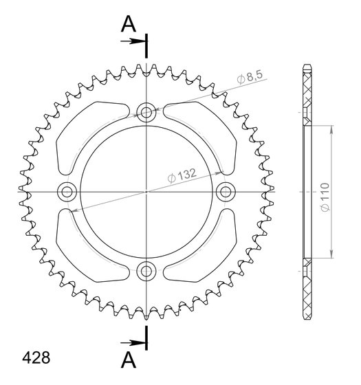 72200AO51 Supersprox supersprox alu rear sprocket ktm 85sx / husqv. 85tc orange 51