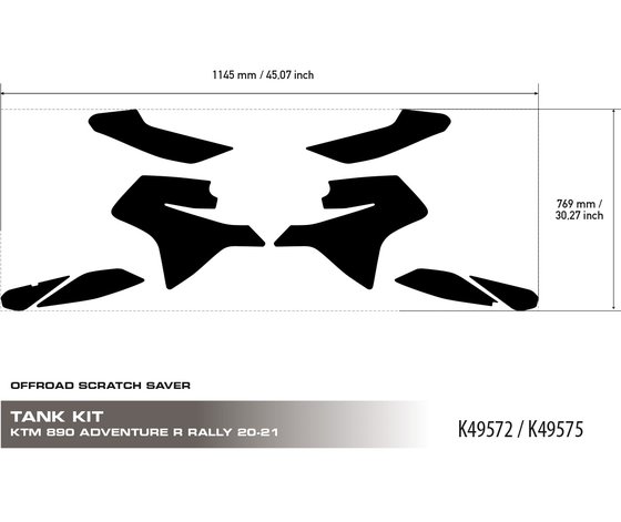 K49575 UNIRACING scratch saver for ktm 890 adventure tank and tail