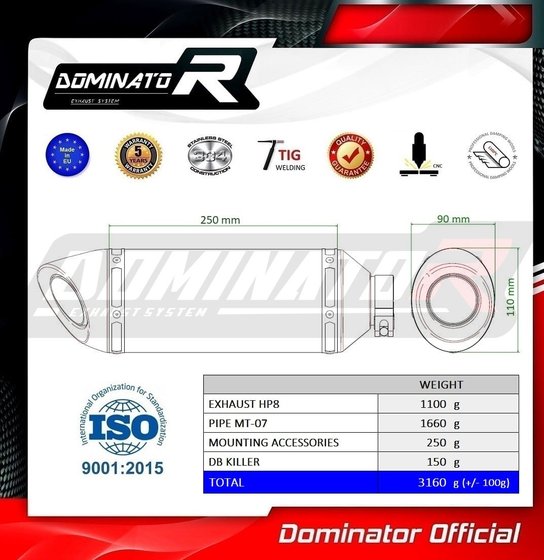 YA133DF Dominator full exhaust system hp8 + db killer