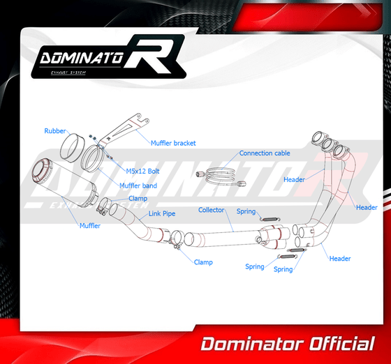 YA131DCBL-S Dominator full exhaust system silencer gp black