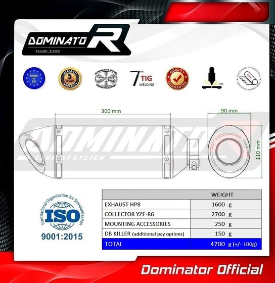 YA143DF-S Dominator full exhaust system silencer hp8