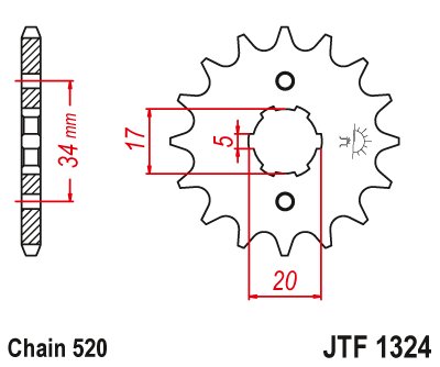 JTF1324 JT Sprockets steel front sprocket