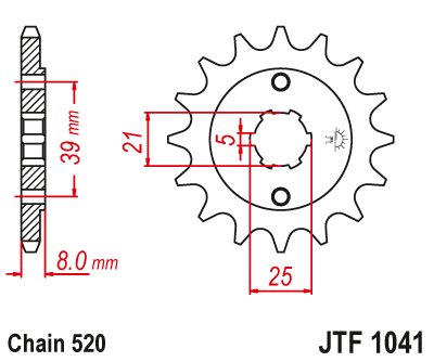 JTF1041 JT Sprockets steel front sprocket