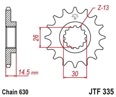 JTF335 JT Sprockets steel front sprocket