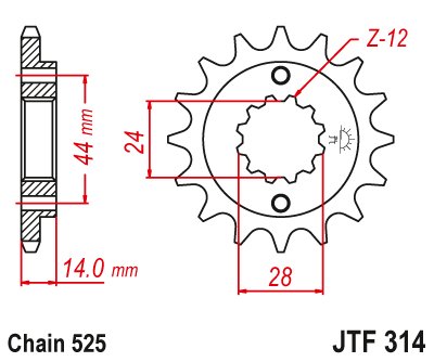 34816JT JT Sprockets front sprocket 16tooth pitch 525 jtf31416