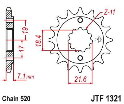 206713JT JT Sprockets front sprocket 13tooth pitch 520 jtf132113