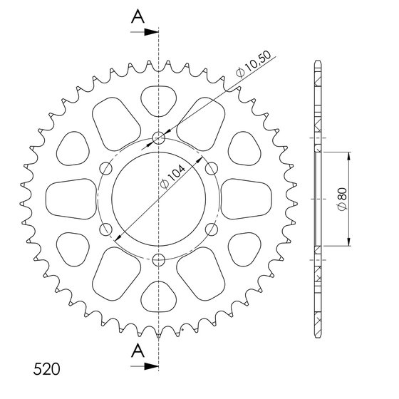 17403AK45 Supersprox supersprox alu rear sprocket ka black 45