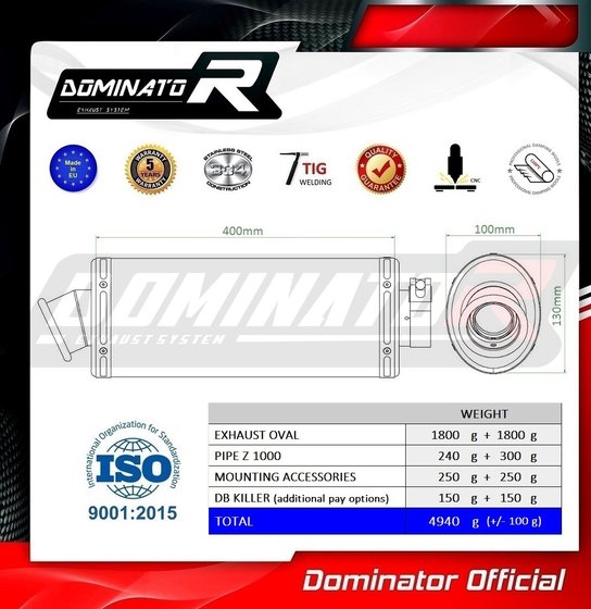 KA066DA-S Dominator exhaust silencer oval