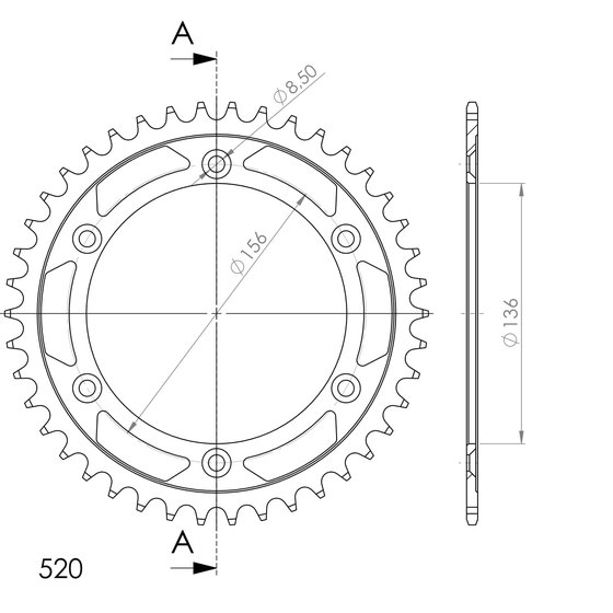 14206-43 Supersprox supersprox steel rear sprocket beta/gasgas/husqv. black 43