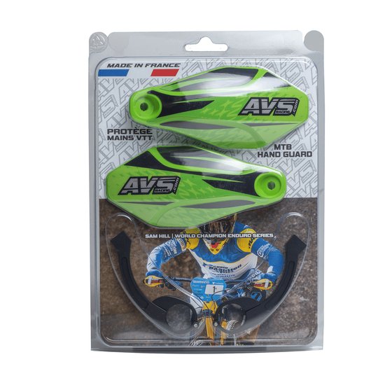 AVS RACING aluminum mount hand guards in green/black