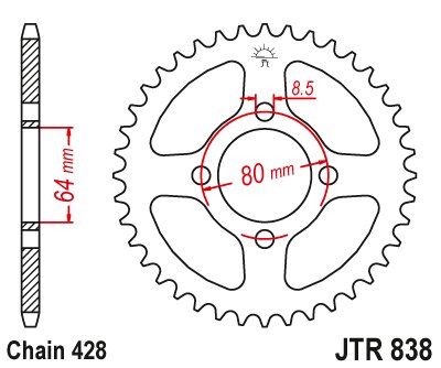 83845JT JT Sprockets rear sprocket 45 tooth pitch 428 jtr83845