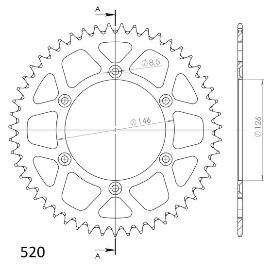 RAL-808:49-GLD Supersprox rear sprocket alu ral-808:49 gold