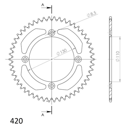 11104AR52 Supersprox supersprox alu rear sprocket ho cr80/85/150 red 52