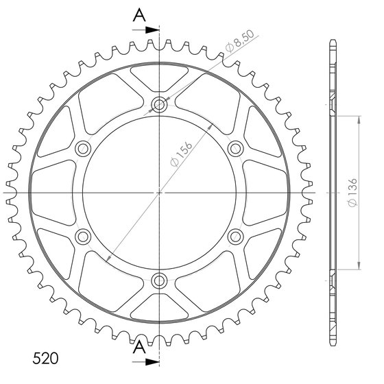 14206-51 Supersprox supersprox steel rear sprocket beta/gasgas/husqv. black 51