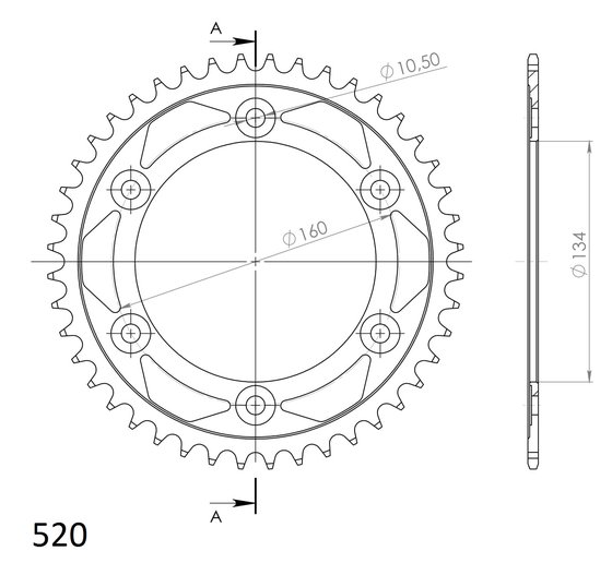 11618-44 Supersprox supersprox steel rear sprocket ho cbr600/1000 (520) black 44