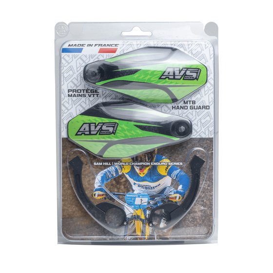 AVS RACING aluminum hand guards in black/green