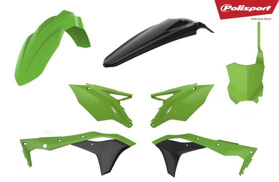 90836 POLISPORT green and black body kit for kawasaki kxf 17-20