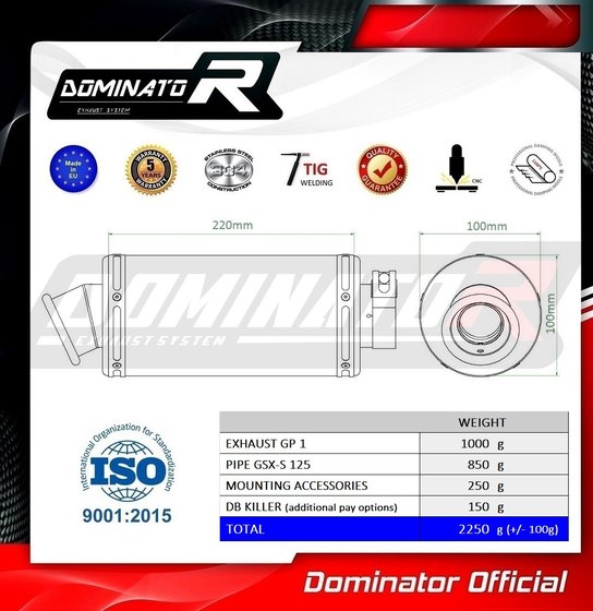 SU091DC-S Dominator exhaust full system silencer gp1