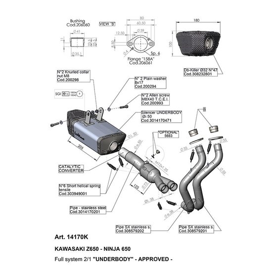 14170K LEOVINCE underbody exhaust system