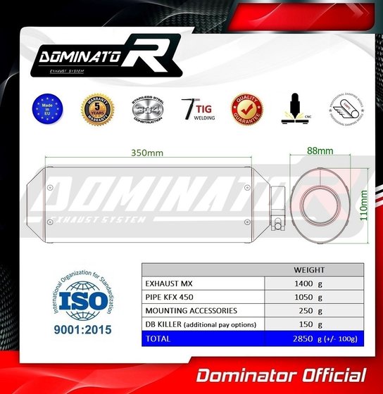 KA075DA-S Dominator full exhaust system silencer mx