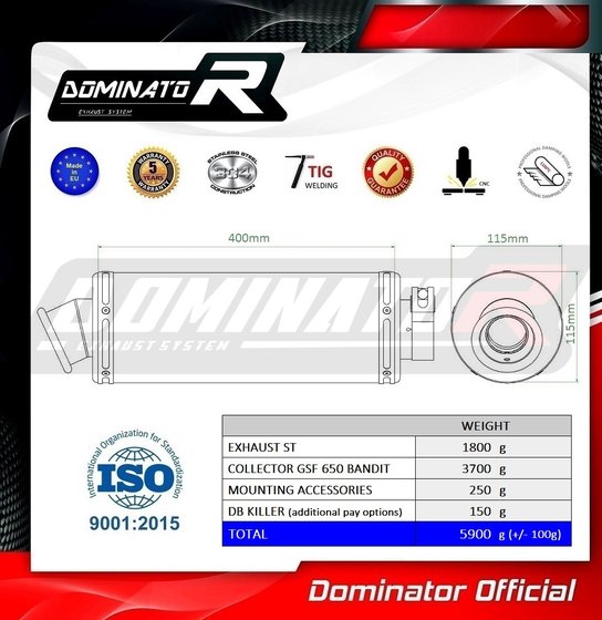 SU031DFSST-S Dominator full exhaust system silencer st