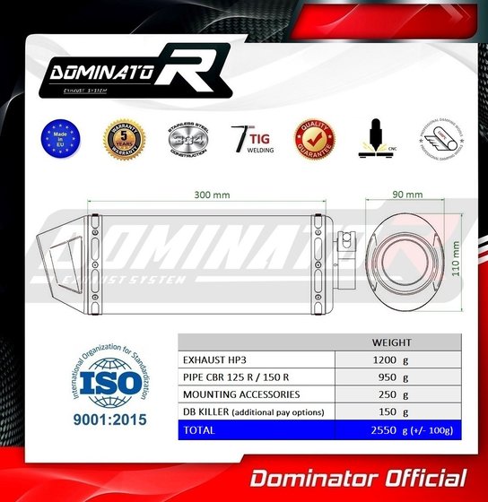 HO101DF-S Dominator exhaust full system silencer hp3