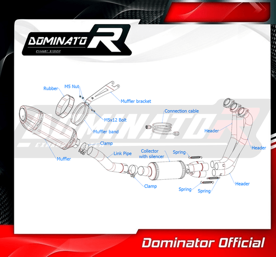 YA132DF-S Dominator full exhaust system ex hp5