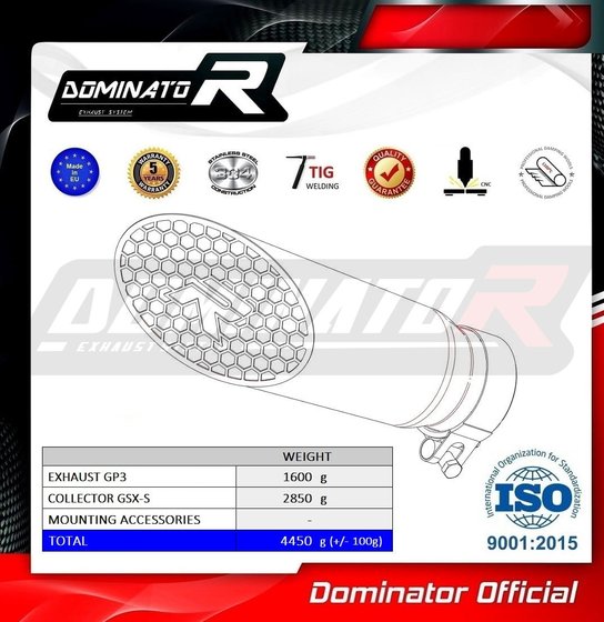 SU106DDEX Dominator full exhaust system ex silencer gp3