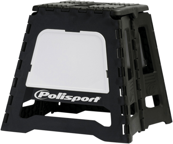 8981500006 POLISPORT foldable pit bike stand in black/white with polisport logo