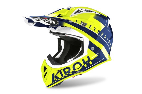 AIROH aviator ace amaze blue cross helmet