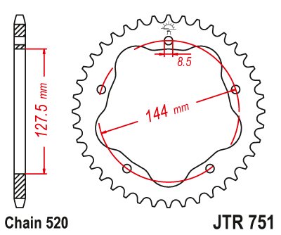 JTR751 JT Sprockets steel rear sprocket