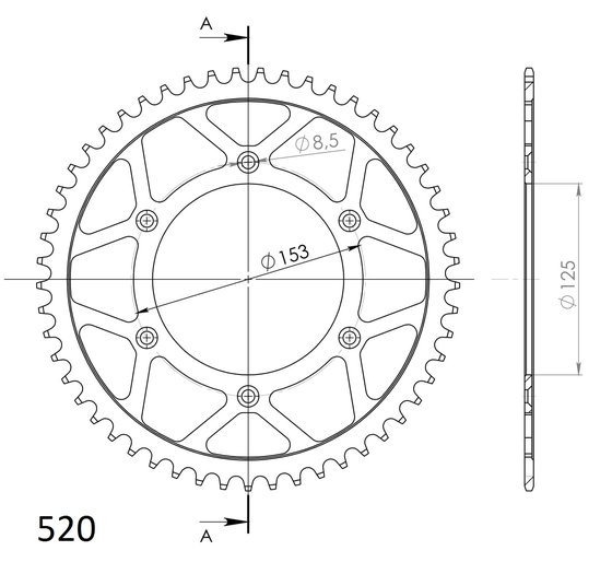 10212-54 Supersprox supersprox steel rear sprocket ho cr/crf black 54