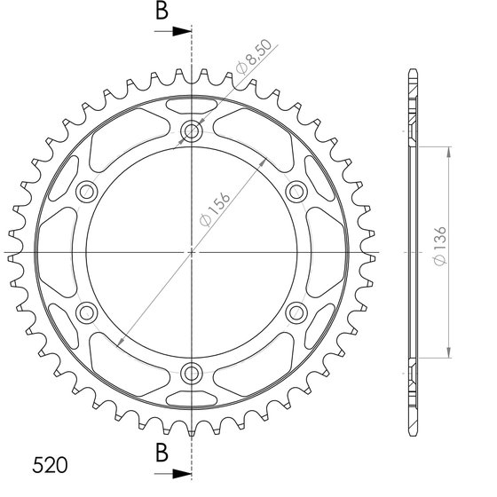 14206-45 Supersprox supersprox steel rear sprocket beta/gasgas/husqv. black 45