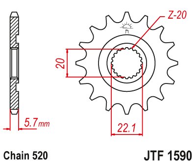 JTF1590 JT Sprockets steel front sprocket