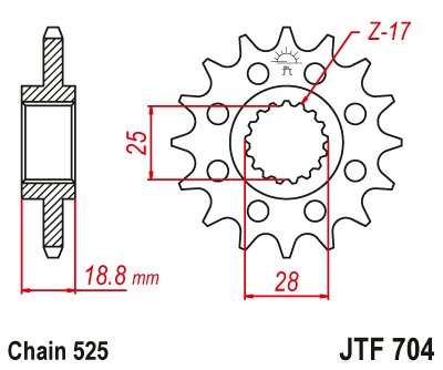 207815JT JT Sprockets front sprocket 15tooth pitch 525 jtf70415