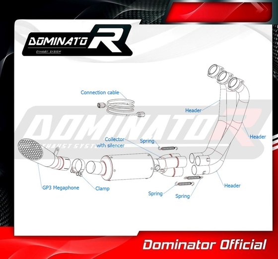 YA130DD Dominator full exhaust system ex gp3 low level