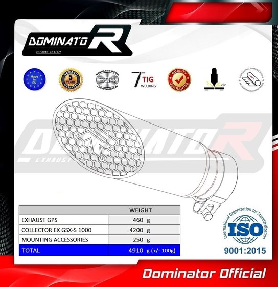 SU101DEXC Dominator full exhaust system ex silencer gp3