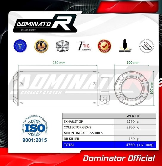 SU106DC Dominator full exhaust system silencer gp + db killer