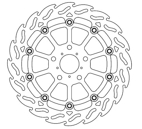 112348 MOTO-MASTER street front left brake disk flame floating for optimal cooling and resistance