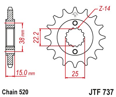 JTF737 JT Sprockets steel front sprocket