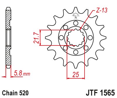 JTF1565 JT Sprockets steel front sprocket