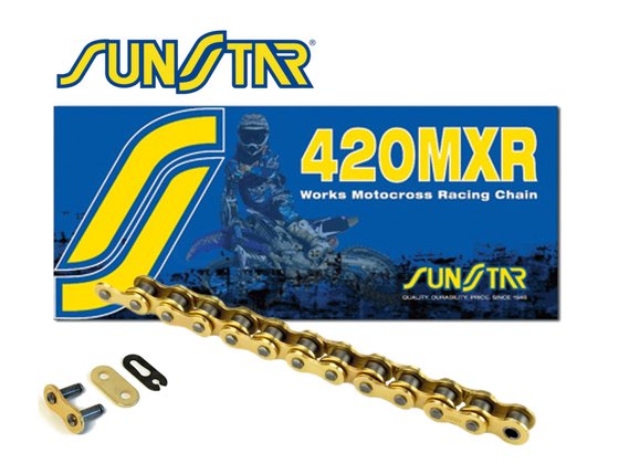 SUNSTAR SPROCKETS gold 420x130 drive chain with clip link - mxr performance replacement